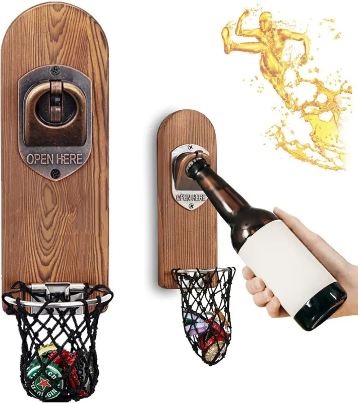 Abridor Cerveza Pared con Colector y Imanes para Nevera