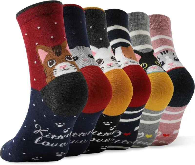 Calcetines de gato mujer: 6 pares térmicos y divertidos