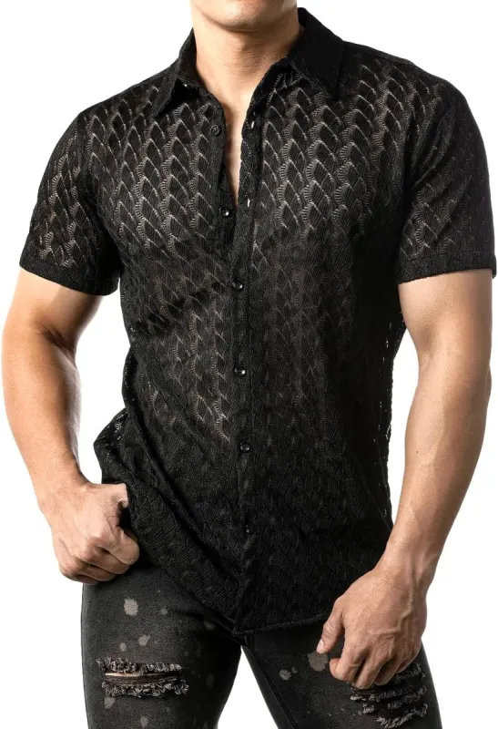 Camisa transparente hombre de encaje floral JOGAL