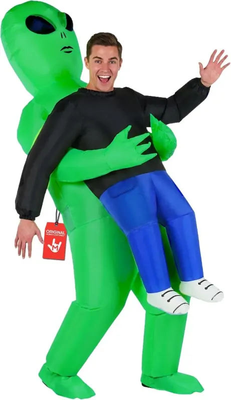 Disfraz alien inflable adulto: el alien gris que se hincha solo