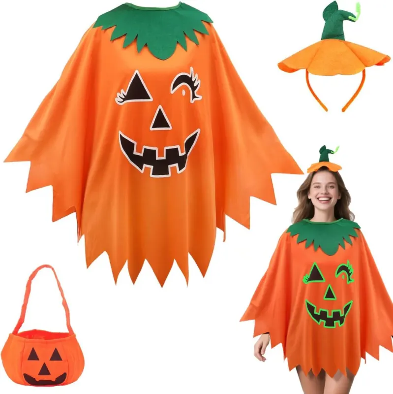 Disfraz Calabaza Familiar que Brilla en la Oscuridad