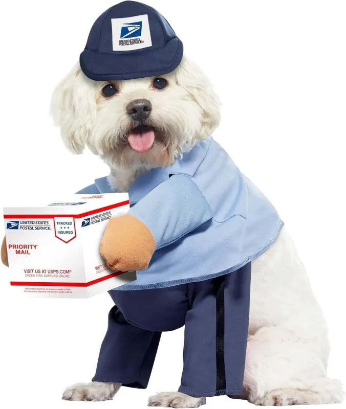 Disfraz cartero para perro USPS talla M para Halloween