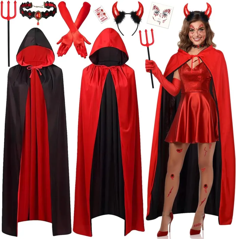 Disfraz de diablo mujer: kit completo con capa y cuernos
