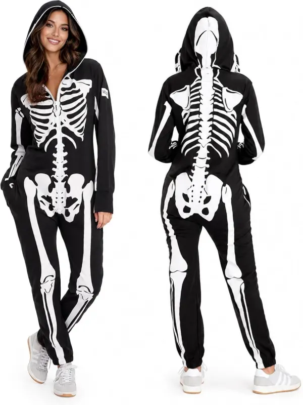 Disfraz de esqueleto mujer Tipsy Elves: mono fácil con bolsillos