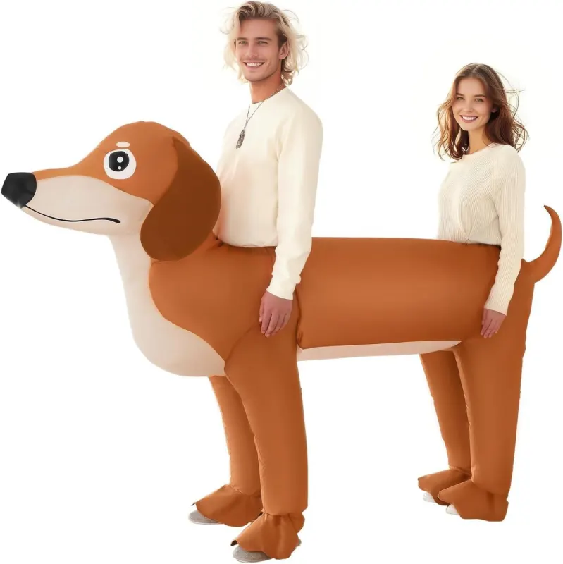 Disfraz inflable perro salchicha doble para adulto