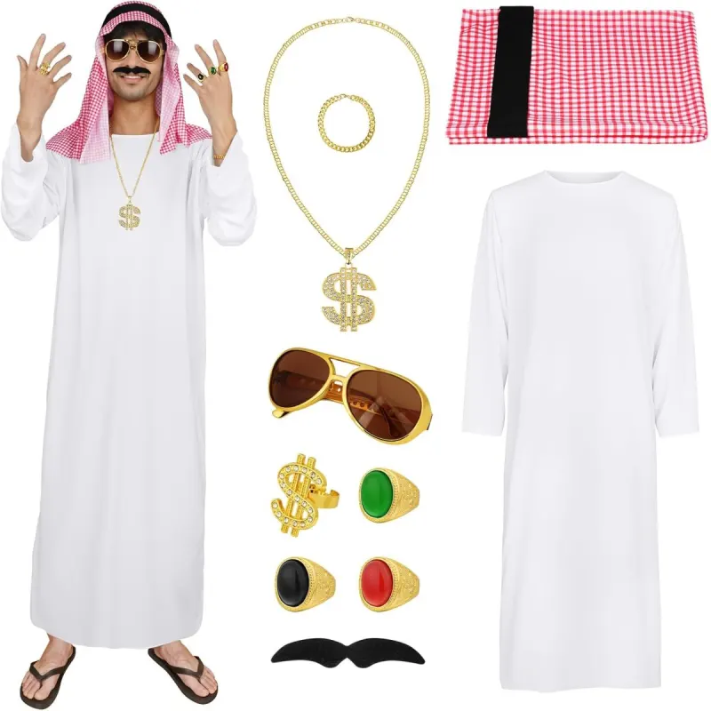 Disfraz Jeque Árabe de 10 Piezas para Halloween