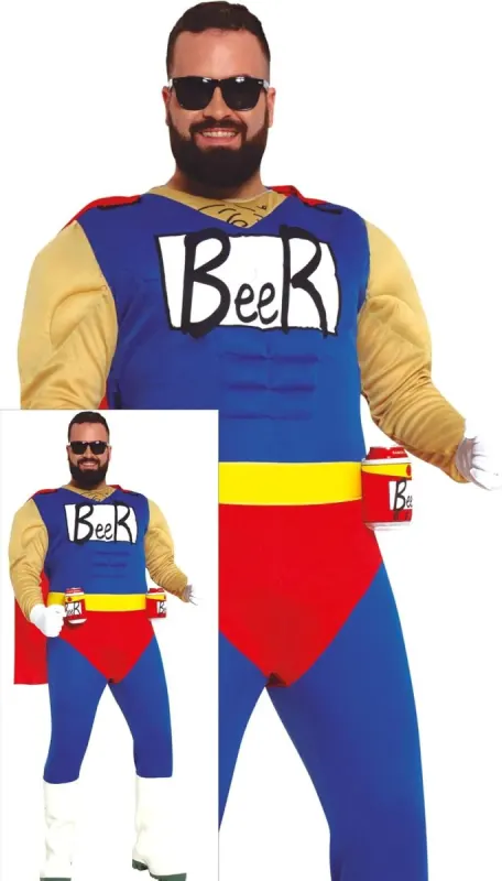Disfraz superhéroe cerveza Beerman para hombre