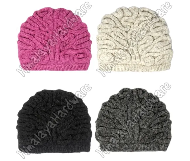 Gorro Brain de lana tejido a mano para hombres y mujeres
