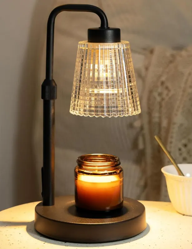 Lámpara calienta velas dorada, regulable y con temporizador