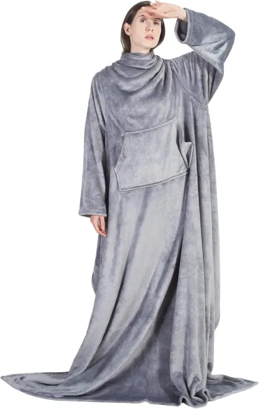 Manta con mangas Bedsure 150x200 cm gris