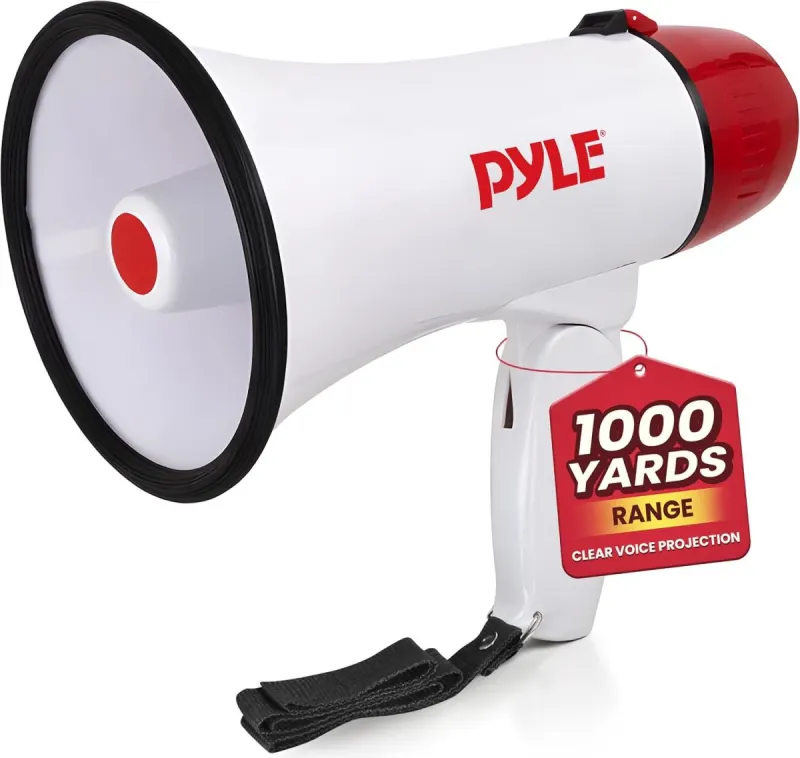 Megáfono con sirena Pyle: 20 W y 800 yardas