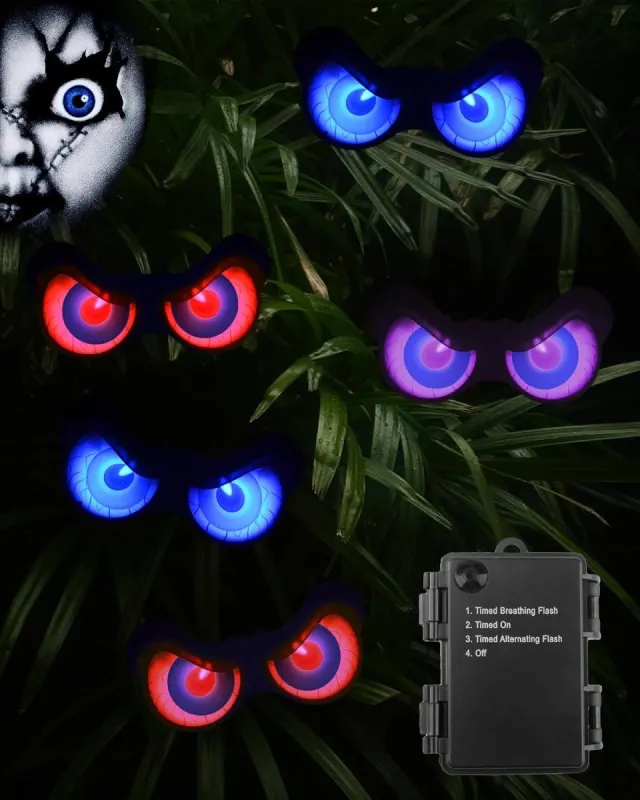 Ojos luminosos Halloween: 5 luces LED para arbustos y ventanas