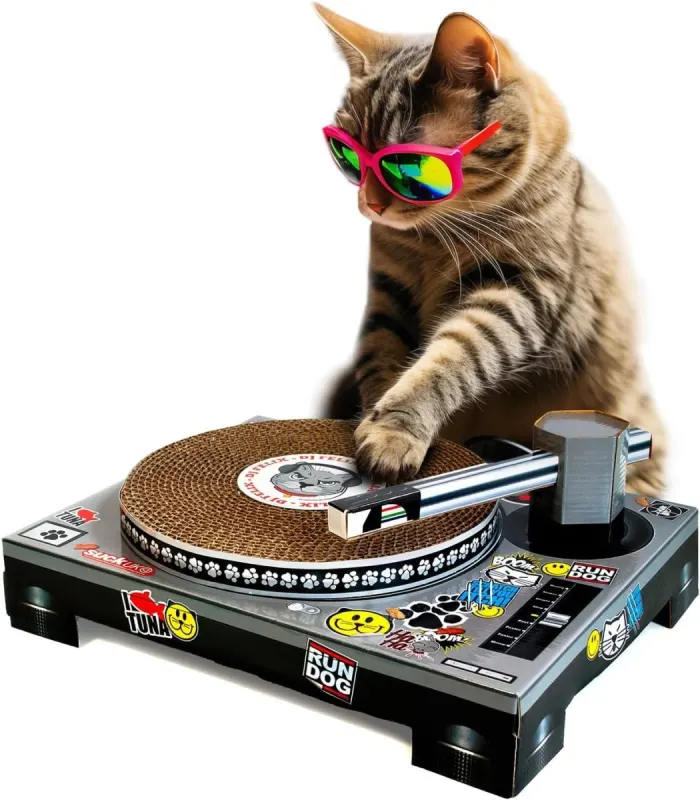 Rascador tocadiscos para gatos Suck UK: mesa de DJ de cartón