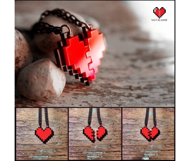 Collar Corazón Pixelado: el regalo perfecto para parejas geeks