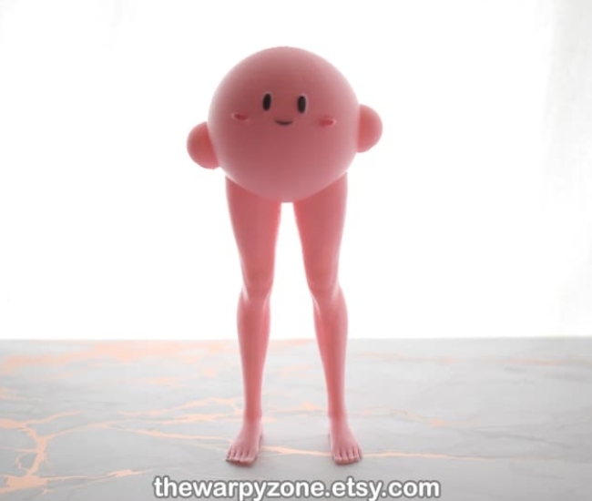 Figura impresa en 3D de Kirby con piernas - Tienda WarpyZone