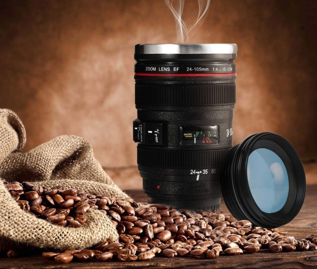 SLOSH Taza café objetivo cámara