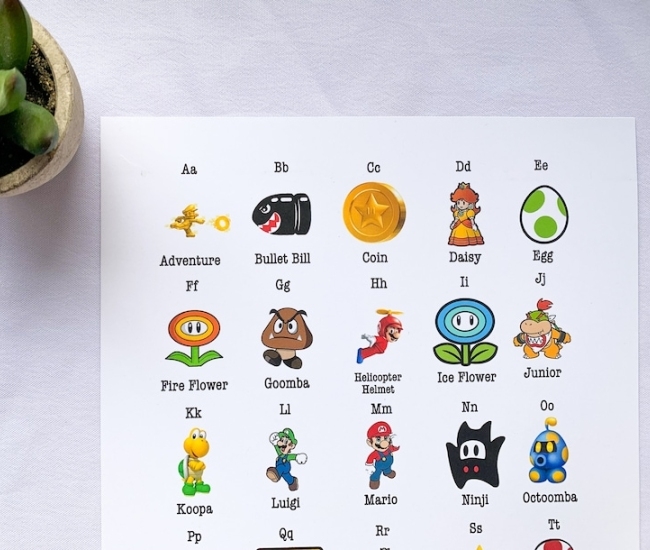 Super Mario Alphabet Chart, el mejor regalo de Super Mario para tus hijos