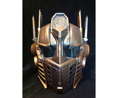 Casco de cobre y bronce Optimus Prime Transformers tamaño real Cosplay dañado en batalla