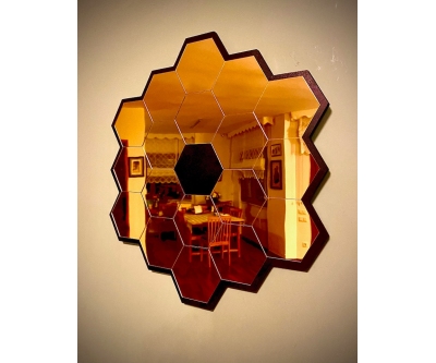 Espejo del Telescopio Espacial James Webb - Decoración de Pared con Espejo de Madera Hecho a Mano