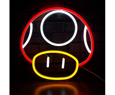 Letrero LED de champiñón Mario - Decora tu hogar con estilo gamer