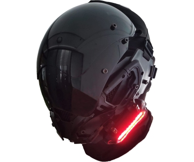 Máscara de casco cibernético gótico punk con luz LED y visor tintado
