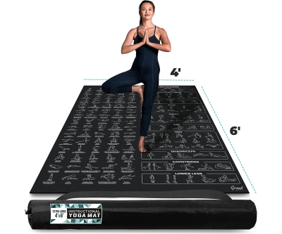 Esterilla de yoga de instrucción extragrande con 150 posiciones ilustradas